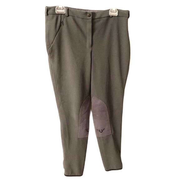 TUFFRIDER ZIP FRONT KNEE PATCH BREECHES 32 LOW RISE SMOKE GREY - Picture 1 of 7